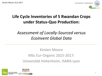 Life Cycle Inventories of 5 Rwandan Crops  under Status-Quo Production:  Assessment of
