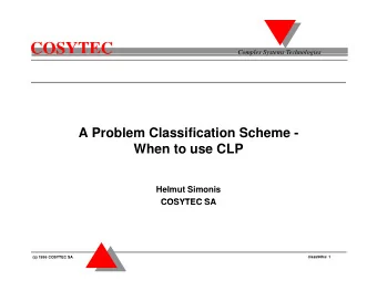 COSYTEC  COS  C  Complex Systems Technologies  Complex Systems Technologies  A Problem