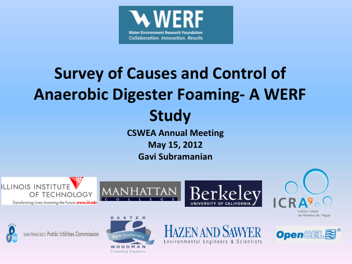 survey of causes and control of anaerobic digester