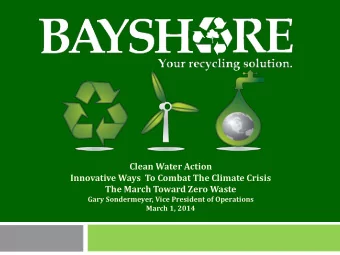Innovative Ways  To Combat The Climate Crisis  The March Toward Zero Waste  Gary Sondermeyer, Vice