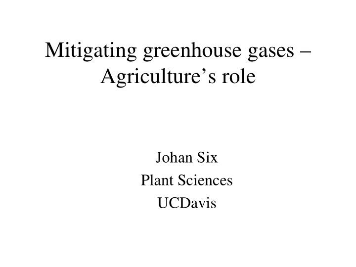 mitigating greenhouse gases agriculture s role