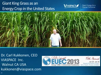 GiantKingGrassasan  EnergyCropintheUnitedStates  Dr. Carl Kukkonen, CEO  VIASPACE Inc.  Walnut CA