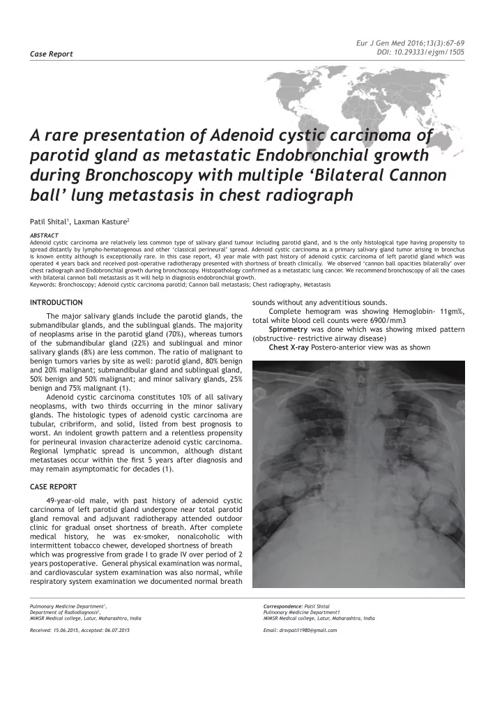 a rare presentation of adenoid cystic carcinoma of