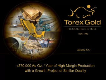 with a Growth Project of Similar Quality  Safe Harbour Statement THE PRELIMINARY ECONOMIC