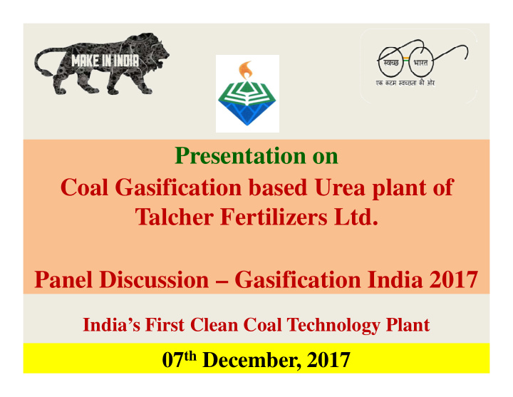 presentation on coal gasification based urea plant of