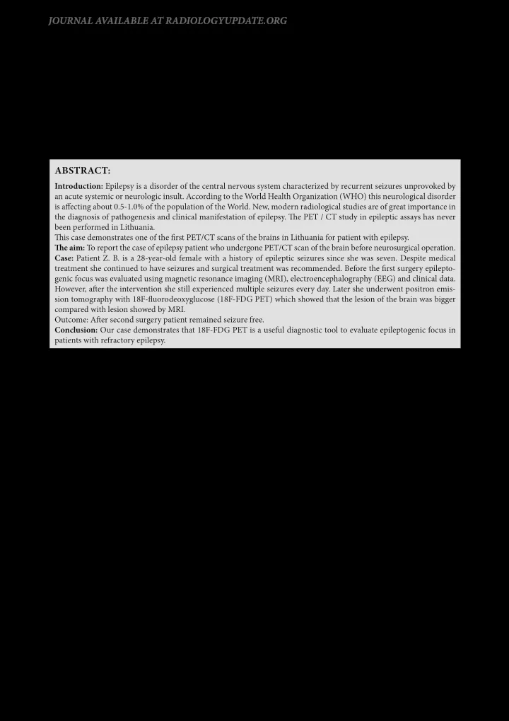 pet in epilepsy clinical case presentation