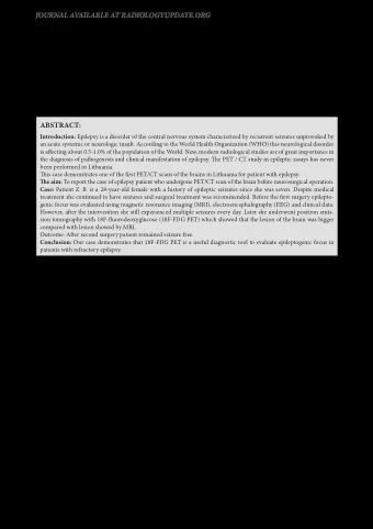 PET in EPilEPsy: CliniCal CasE PrEsEnTaTion Tomas Budrys 1 , Adomas Kuliavas 1 , Dovil