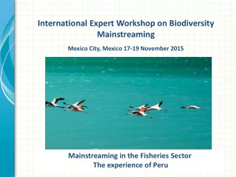 International Expert Workshop on Biodiversity Mainstreaming Mexico City, Mexico 17-19 November 2015