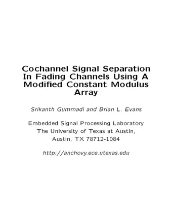 Co  channel  Signal  Sepa  ration  In  F  ading  Channels  Using  A  Mo  died  Constant  Mo