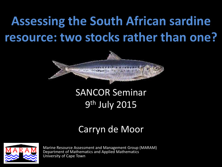 assessing the south african sardine resource two stocks