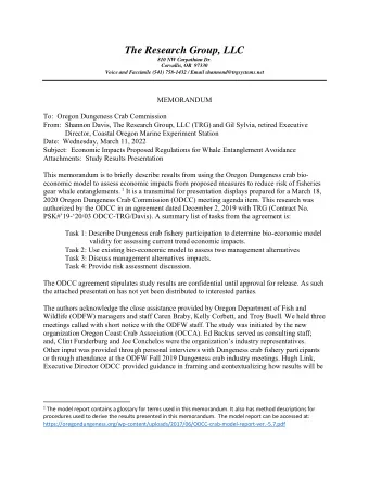 The Research Group, LLC  810 NW Carpathian Dr.  Corvallis, OR  97330  Voice and Facsimile (541)