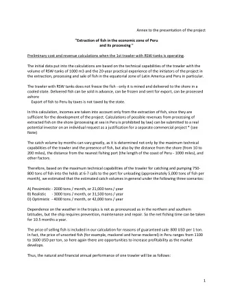 Annex to the presentation of the project  &quot;Extraction of fish in the economic zone of Peru