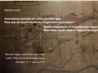 Innovations sociales en milieu priphrique : Plus que de travail social ou dingnierie