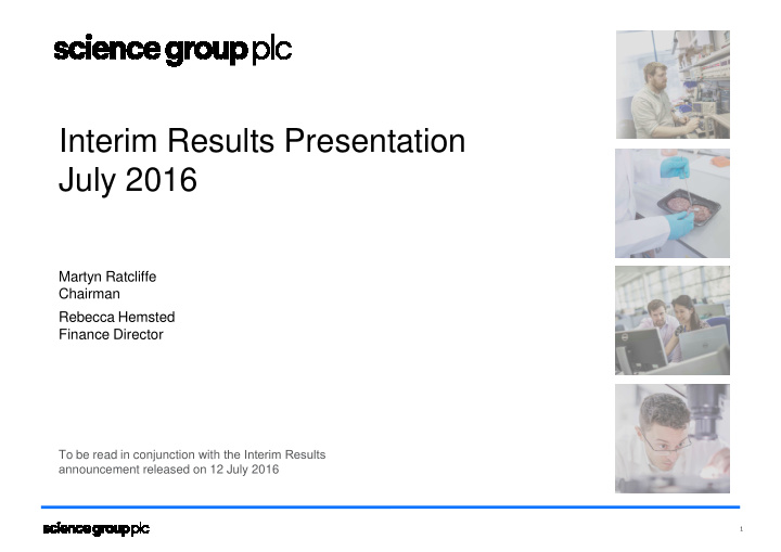 interim results presentation july 2016