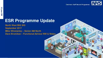 ESR Programme Update  North West BIG SIG  September 2017 Mike Winstanley  Senior AM North Dave