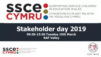 Stakeholder day 2019  09:30-15:30 Tuesday 19th March  RAF Valley  Millie Taylor  All Wales Project