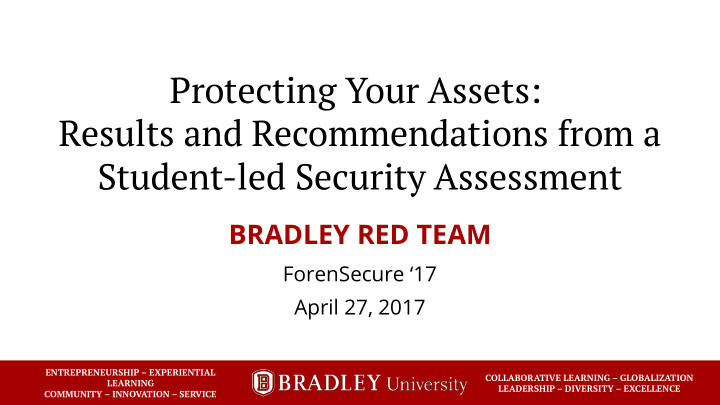 protecting your assets results and recommendations from a