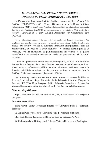 COMPARATIVE LAW JOURNAL OF THE PACIFIC  JOURNAL DE DROIT COMPARE DU PACIFIQUE  Le Comparative Law