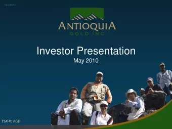 Investor Presentation  May 2010  Disclaimer  mer  This presentation may contain forwardlooking