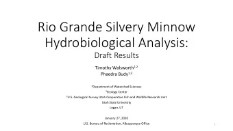 Rio Grande Silvery Minnow  Hydrobiological Analysis:  Draft Results Timothy Walsworth 1,2 Phaedra
