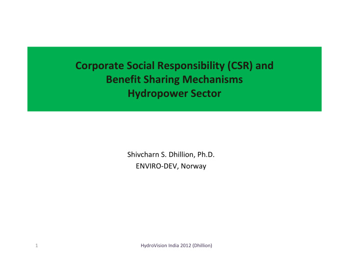 corporate social responsibility csr and benefit sharing