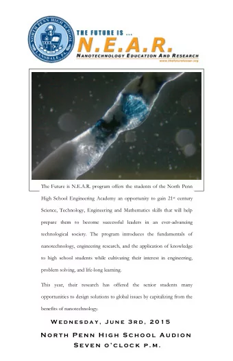 N o r t h  P e n n  H i g h  S c h o o l  A u d i o n S e v e n  o  c l o c k  p . m . 2 0 1 4