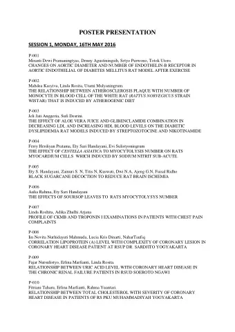 POSTER PRESENTATION  SESSION 1, MONDAY, 16TH MAY 2016  P-001  Miranti Dewi Pramaningtyas, Denny