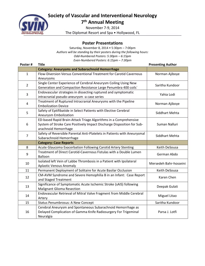 society of vascular and interventional neurology 7 th
