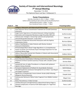 Society of Vascular and Interventional Neurology 7 th Annual Meeting  November 7-9, 2014 The