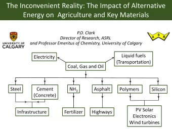 The Inconvenient Reality: The Impact of Alternative  Energy on  Agriculture and Key Materials  P.D.