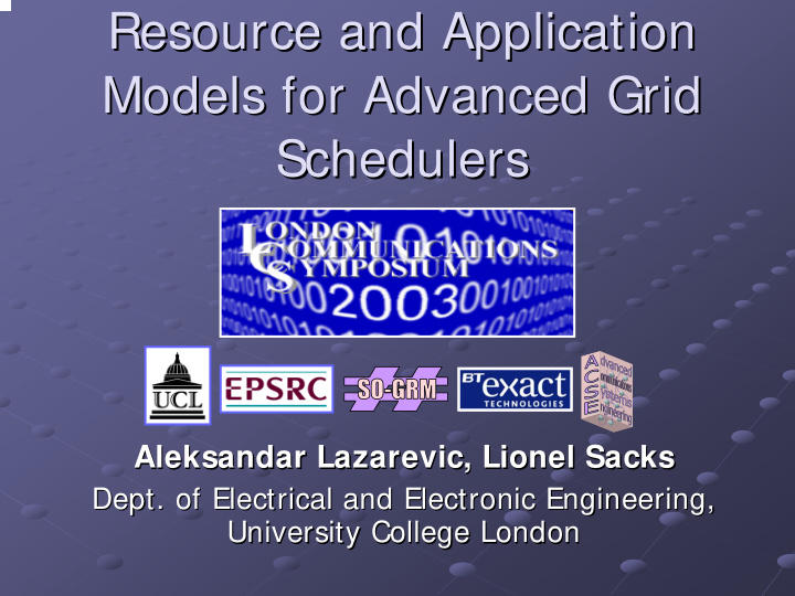 resource and application resource and application models