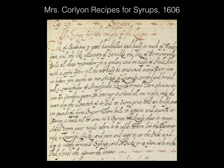 mrs corlyon recipes for syrups 1606 scabiosa pennyroyal
