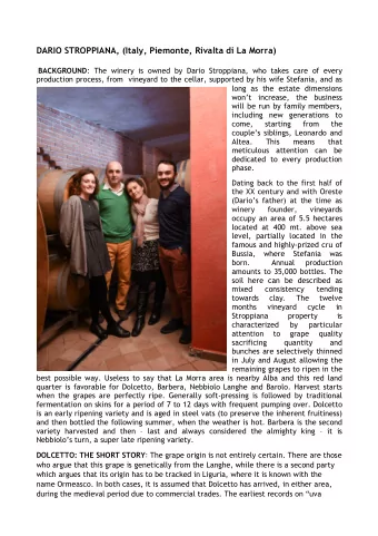 DARIO STROPPIANA, (Italy, Piemonte, Rivalta di La Morra) BACKGROUND : The winery is owned by Dario