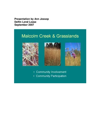 Presentation by Ann Jessop  Delfin Lend Lease  September 2007