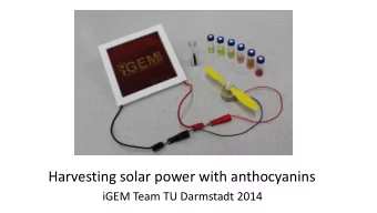 Harvesting solar power with anthocyanins  iGEM Team TU Darmstadt 2014  Electricity &amp; Poverty  8