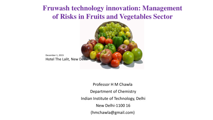 fruwash technology innovation management of risks in