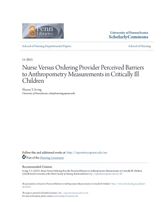 Nurse Versus Ordering Provider Perceived Barriers  to Anthropometry Measurements in Critically Ill