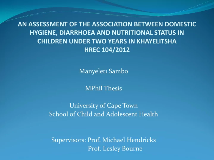 an assessment of the association between domestic