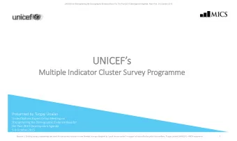UNICE  CEF  Fs  Multiple Indicator C  Cluster S  Survey Programm  mme  @UNICEF