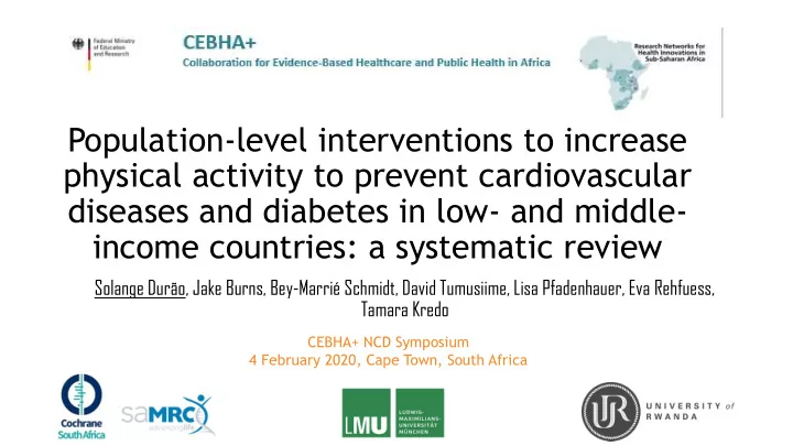 diseases and diabetes in low and middle