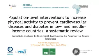 diseases and diabetes in low- and middle-  income countries: a systematic review  Solange Duro,