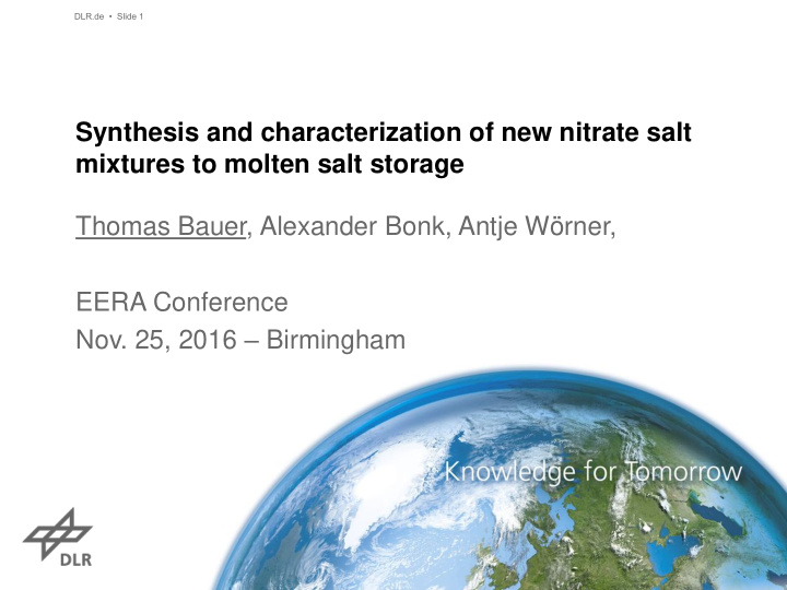 synthesis and characterization of new nitrate salt
