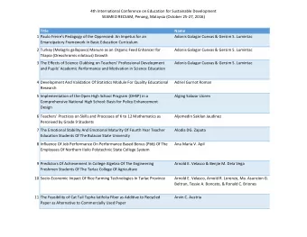 4th International Conference on Education for Sustainable Development  SEAMEO RECSAM, Penang,