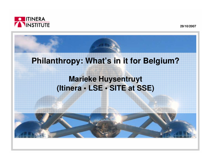 philanthropy what s in it for belgium