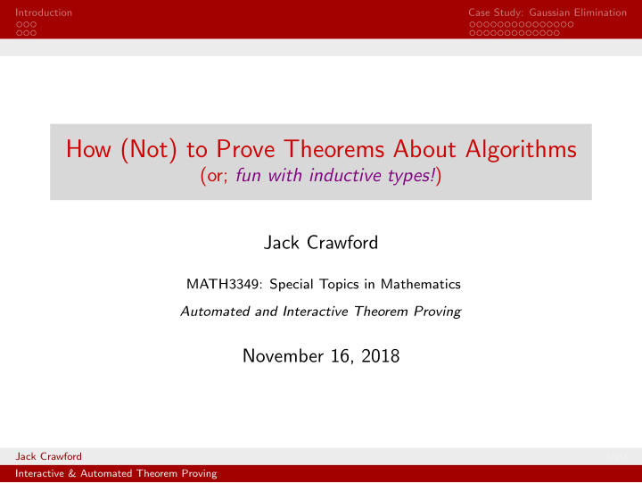 how not to prove theorems about algorithms