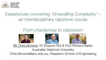 Experiences convening 'Unravelling Complexity'   an interdisciplinary capstone course  From