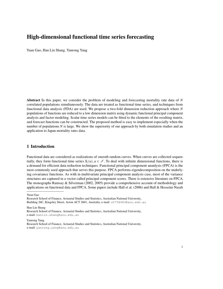 high dimensional functional time series forecasting
