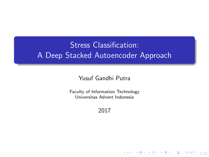 stress classification a deep stacked autoencoder approach