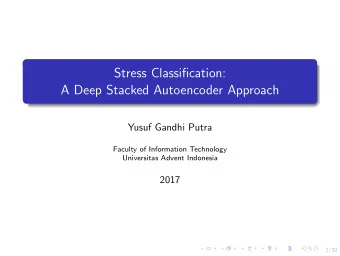 Stress Classification:  A Deep Stacked Autoencoder Approach  Yusuf Gandhi Putra  Faculty of