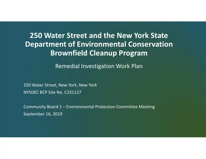 250 water street and the new york state department of